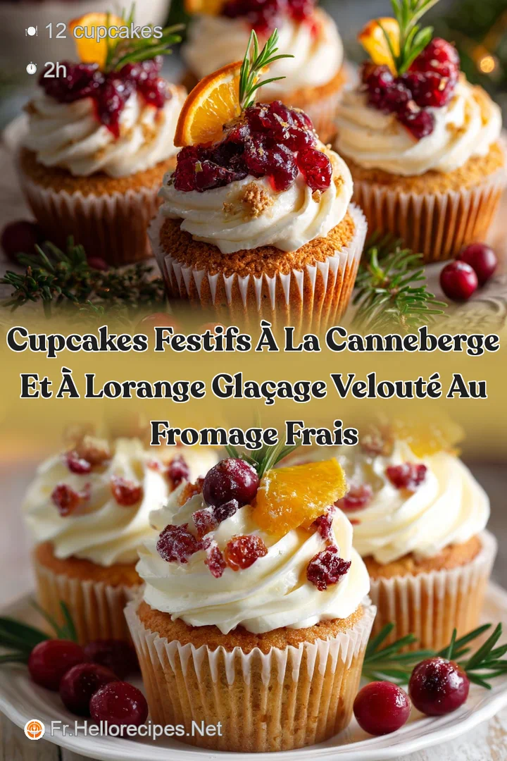 Cupcakes festifs &agrave; la canneberge et &agrave; lorange Gla&ccedil;age velout&eacute; au fromage frais