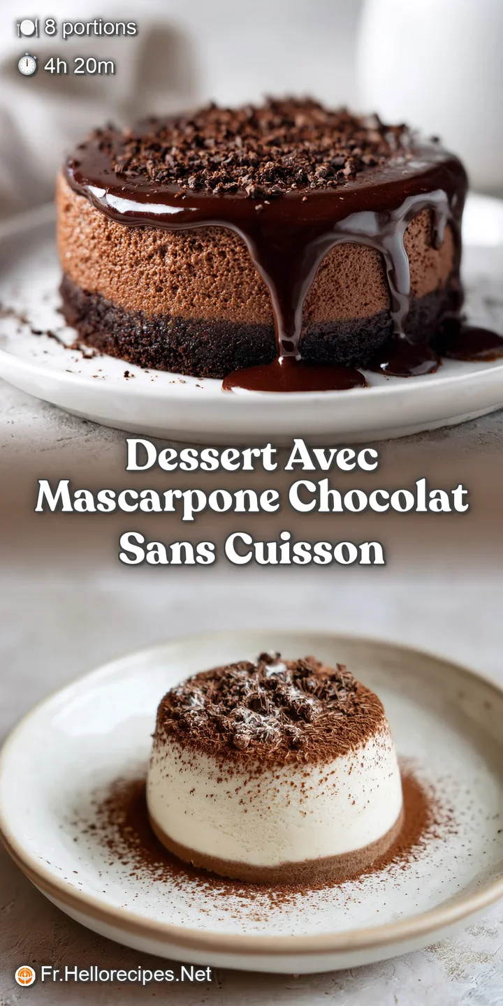 Close-up of a rich chocolate and mascarpone dessert showcasing layers of creamy and fudgy textures, promising a sweet indu...