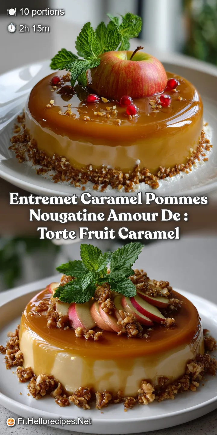 Close-up: Caramel swirls, reflecting light. Creamy mousse, crunchy nougatine visible. A sweet, textured dessert, tempting ...