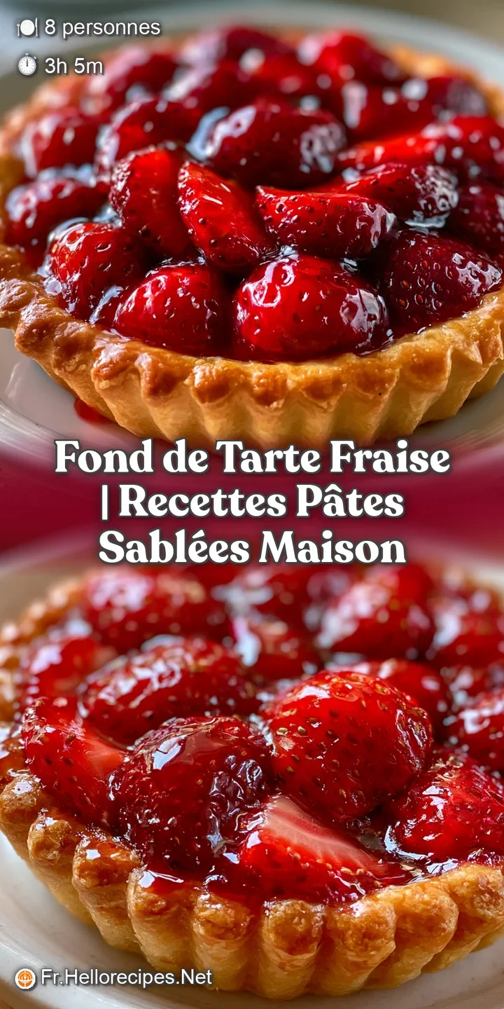 Gros plan sur la texture granuleuse d'une p&acirc;te dor&eacute;e contrastant avec le rouge brillant et frais des fraises m&ucirc;res.