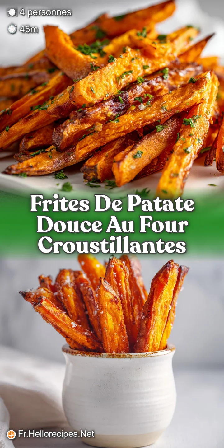 Close-up showcases the vibrant orange hue and crinkled texture of freshly baked sweet potato fries, glistening with olive ...