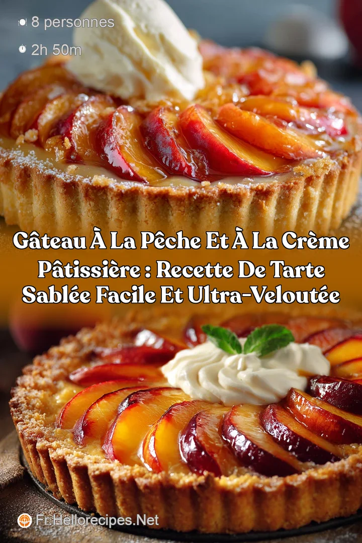 G&acirc;teau &agrave; la p&ecirc;che et &agrave; la cr&egrave;me p&acirc;tissi&egrave;re : Recette de tarte sabl&eacute;e facile et ultra-velout&eacute;e