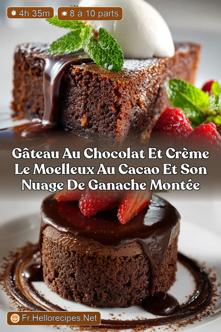 G&acirc;teau au Chocolat et Cr&egrave;me Le Moelleux au Cacao et son Nuage de Ganache Mont&eacute;e