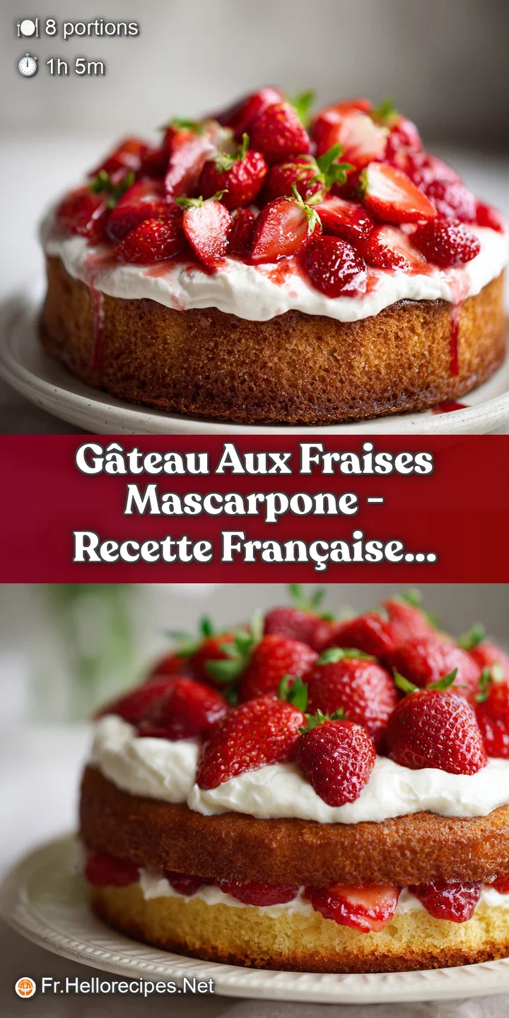 Close-up: Juicy strawberries peek through a cloud of soft, white mascarpone cream atop a light sponge cake, hinting at a r...