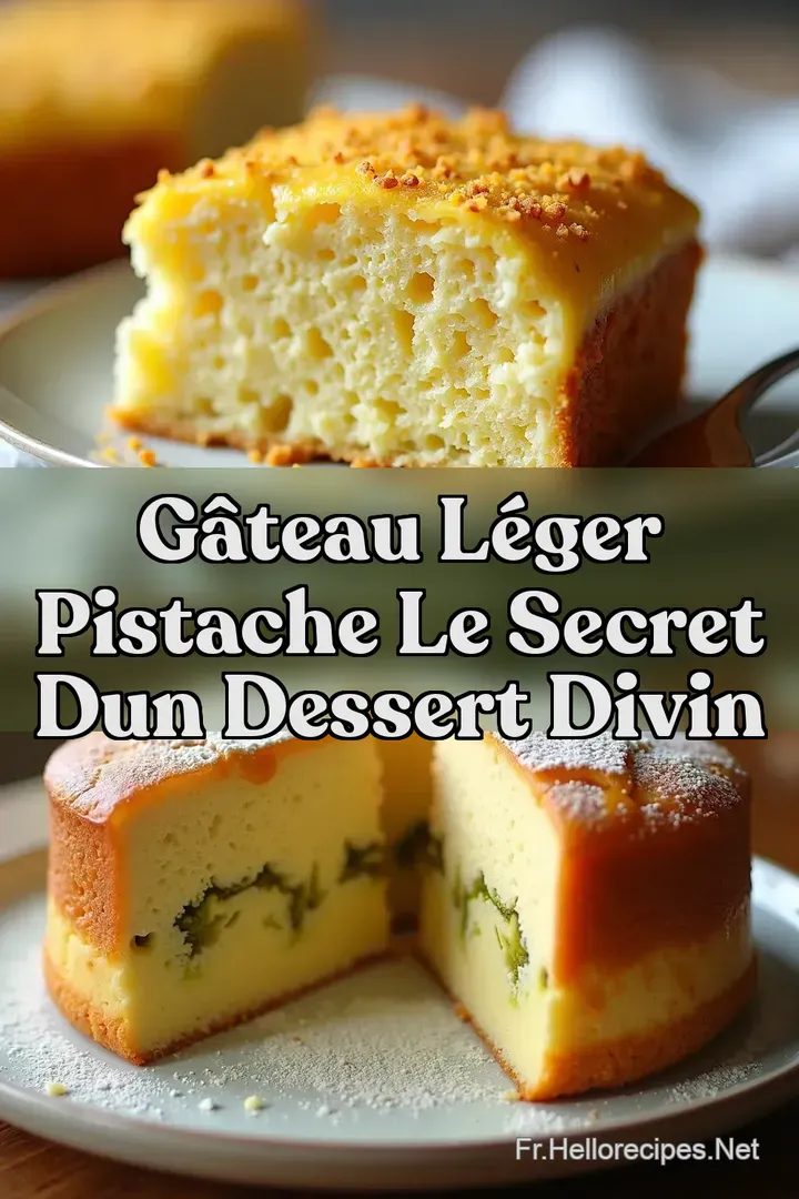 G&acirc;teau L&eacute;ger Pistache Le Secret dun Dessert Divin
