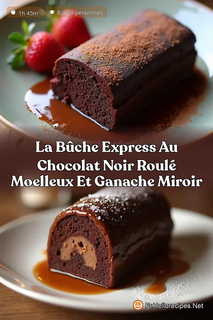 La Bûche Express au Chocolat Noir Roulé Moelleux et Ganache Miroir