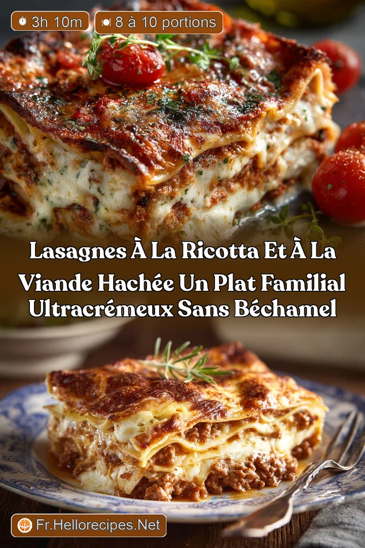 Lasagnes &agrave; la Ricotta et &agrave; la Viande Hach&eacute;e Un plat familial ultracr&eacute;meux sans b&eacute;chamel