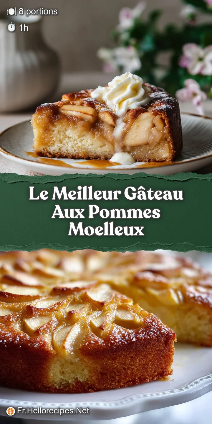 Close-up view of apple cake, showcasing the caramelized apples and soft crumb texture, hinting at a sweet and subtly spice...