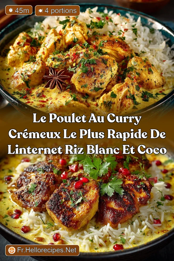 Le Poulet au Curry Cr&eacute;meux le plus rapide de lInternet Riz Blanc et Coco