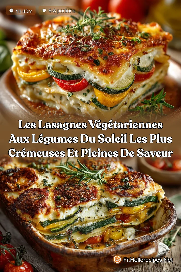 Les Lasagnes végétariennes aux légumes du soleil les plus crémeuses et pleines de saveur