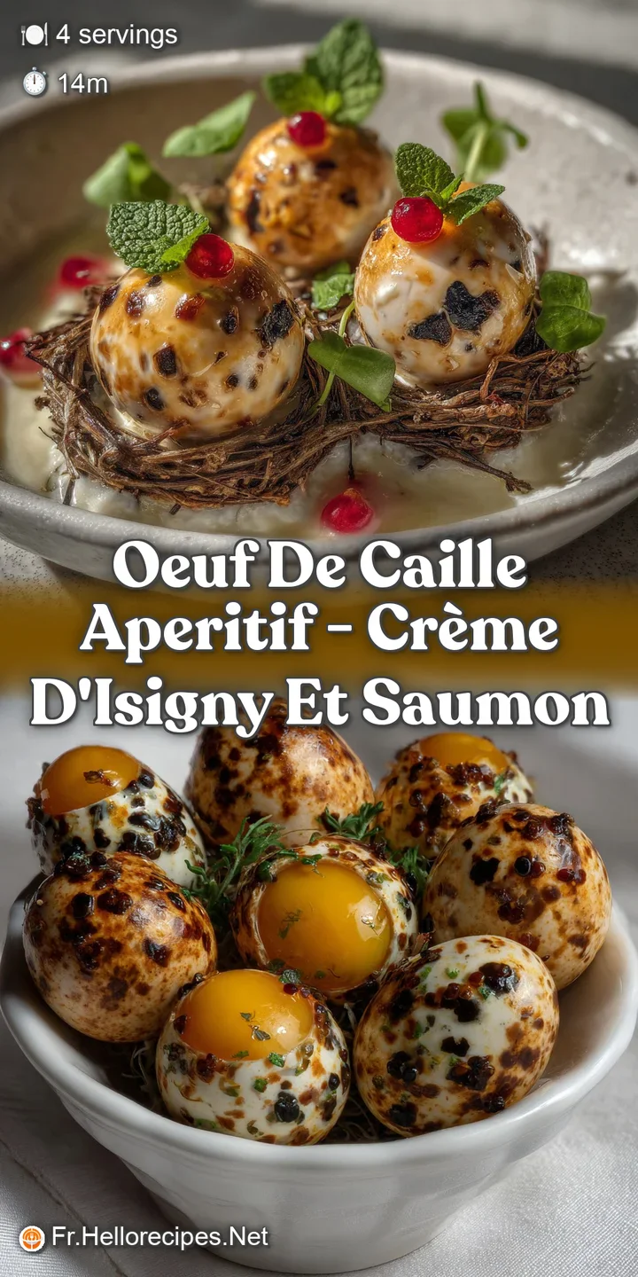 Close-up view of a perfectly cooked quail egg, its bright yellow yolk glistening invitingly against a backdrop of fresh, f...