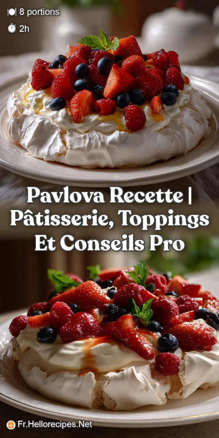 Close-up of a meringue shell with a soft interior, piled with fluffy cream and juicy red raspberries, a sweet treat.