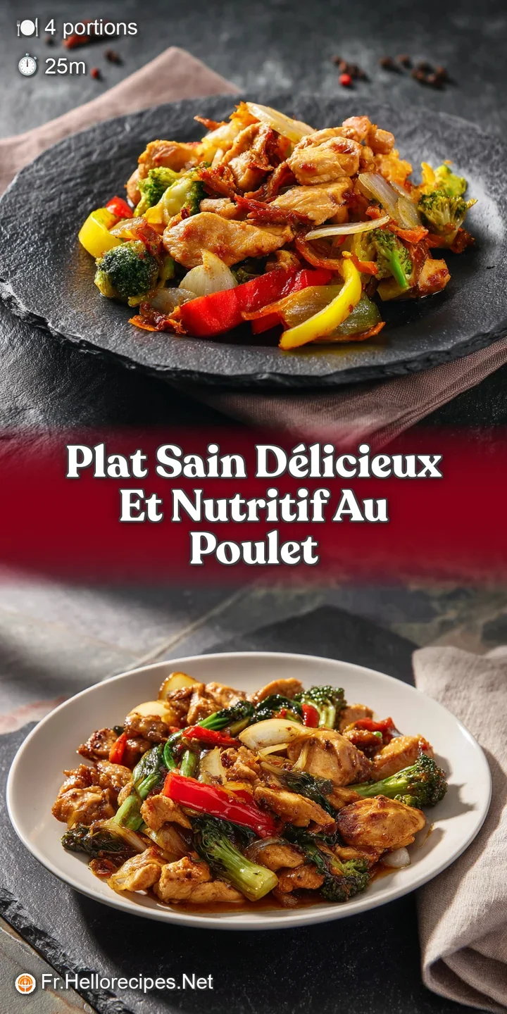 Close-up of juicy, tender chicken bathed in a savory sauce, paired with garden-fresh vegetables. Captures the dish's delic...