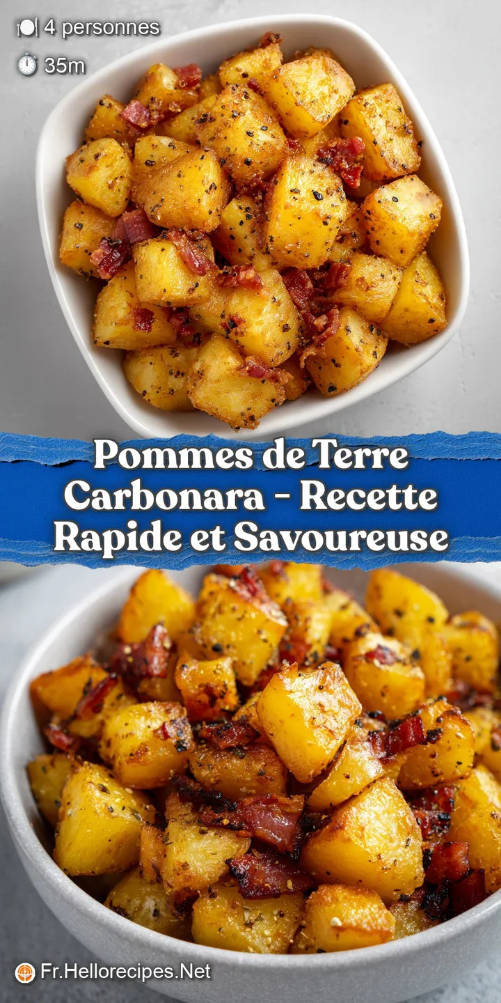 Gros plan sur la texture brillante et cr&eacute;meuse entourant des cubes de pommes de terre fondantes et du bacon croustillant.