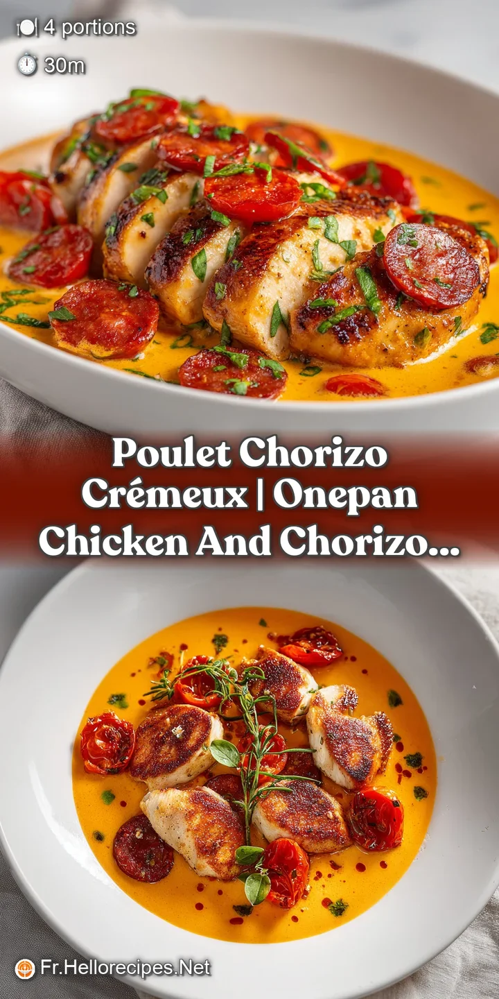 Gros plan sur la texture tendre d'un morceau de viande napp&eacute; d'une sauce velout&eacute;e orange et d'une tranche de chorizo.