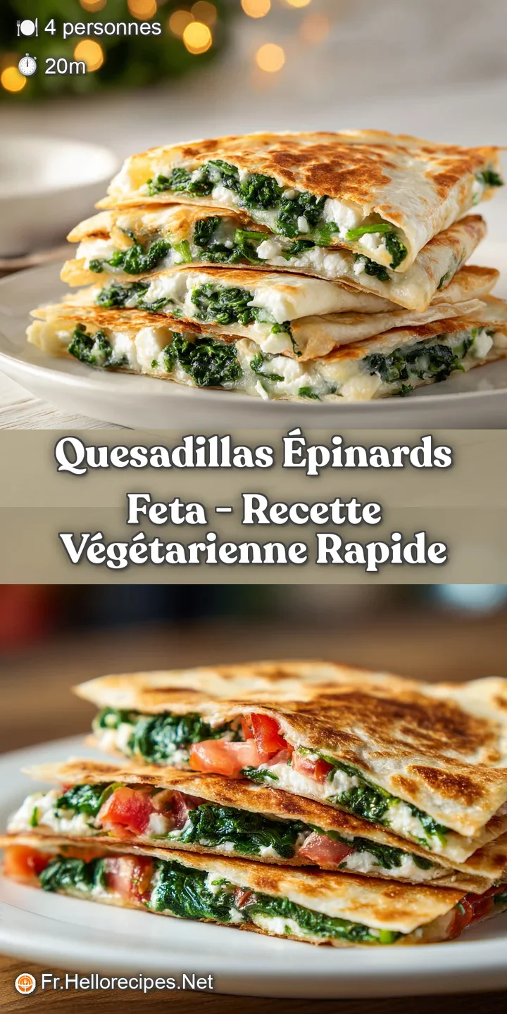 Close-up of a steaming, golden-crisp quesadilla revealing melted feta cheese and tender spinach