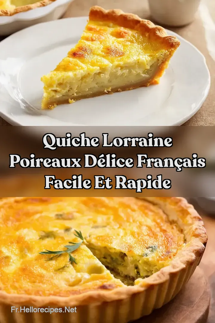 Quiche Lorraine Poireaux D&eacute;lice Fran&ccedil;ais Facile et Rapide