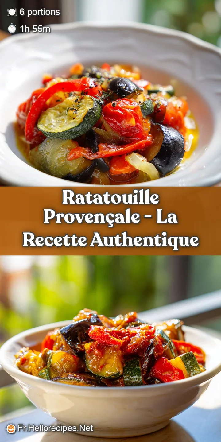 Close-up of jewel-toned ratatouille, showing soft layers of thinly sliced vegetables baked to perfection.
