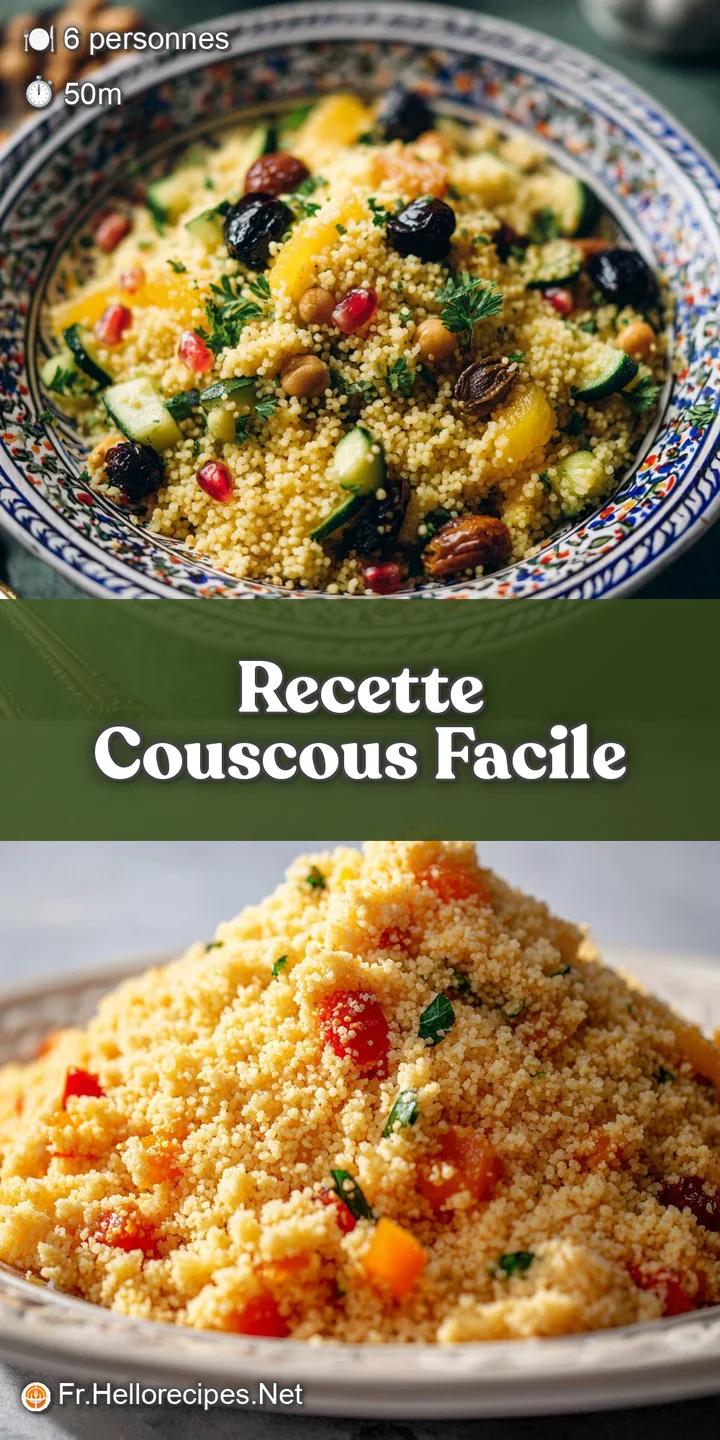 Close-up reveals glistening couscous grains mingled with tender vegetables. Aromatic herbs and spices add depth, promising...