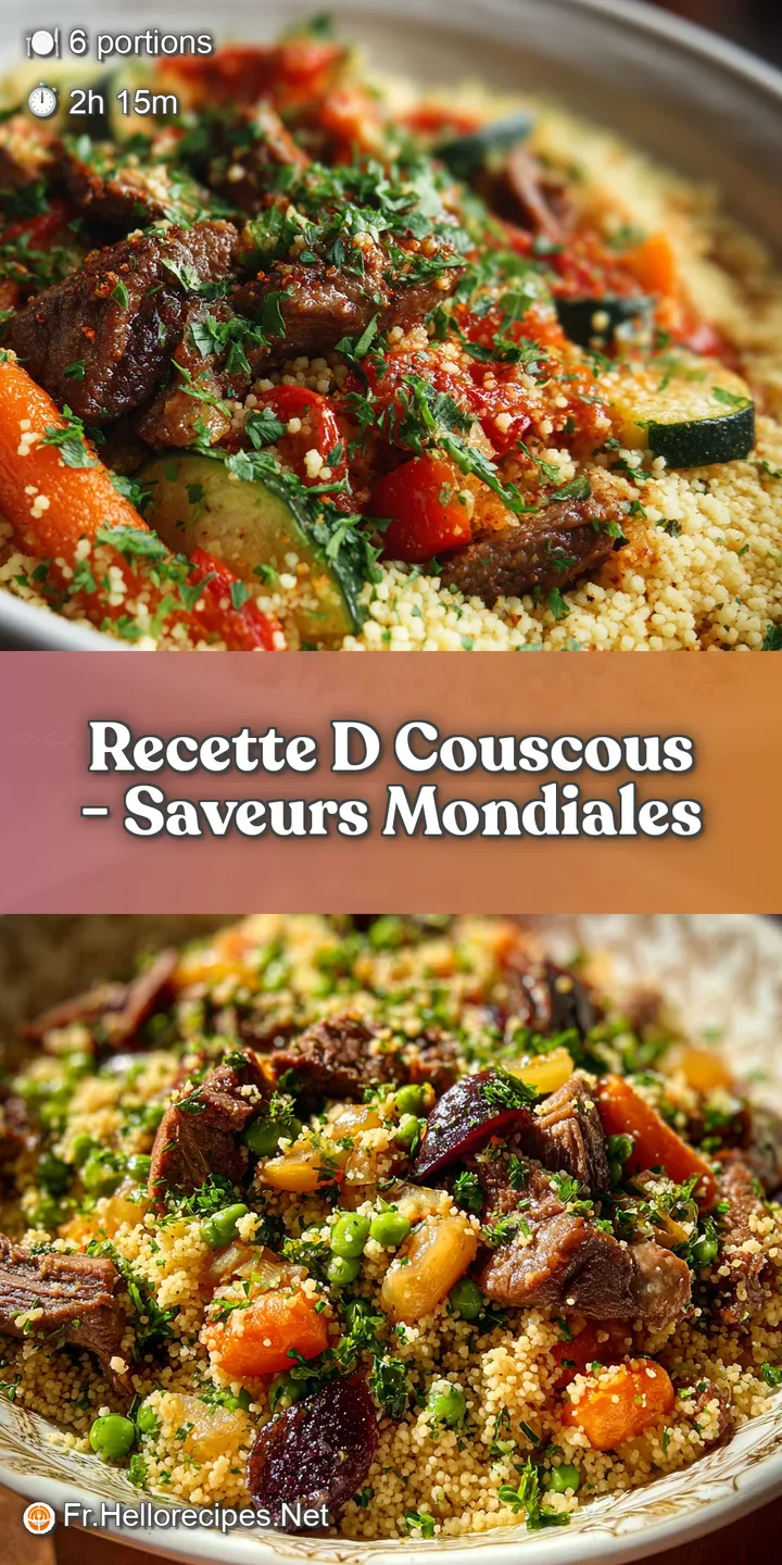 Close-up reveals steaming couscous pearls, colorful vegetables, and savory broth, tempting the senses with its hearty, inv...