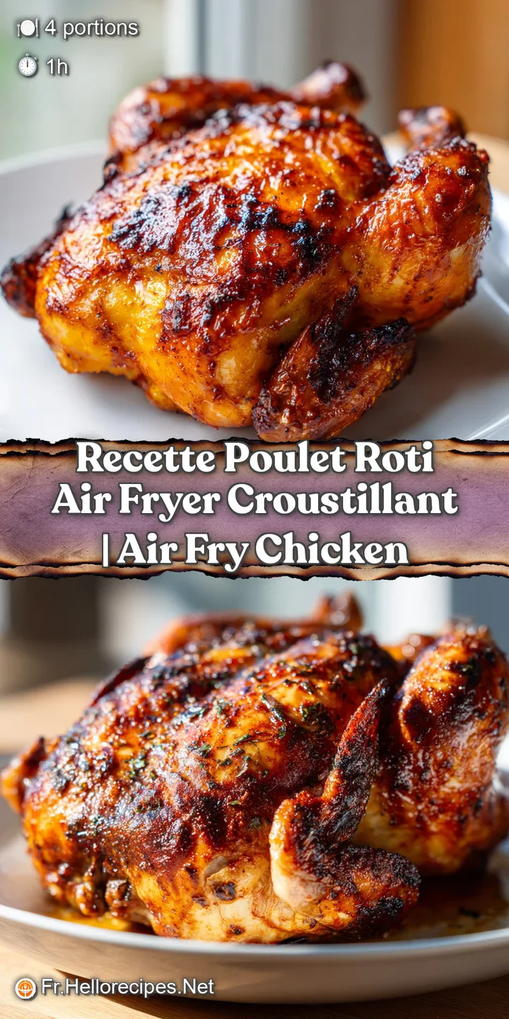 Close-up of glistening, crispy chicken skin. Juicy meat visible, promising tender flavor. Roasted herbs and garlic offer a...