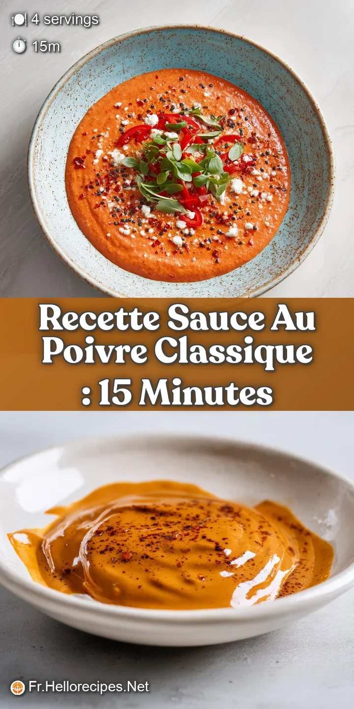 Close-up of a creamy, dark brown sauce with visible black peppercorns. The glossy sheen hints at a rich, decadent flavor e...