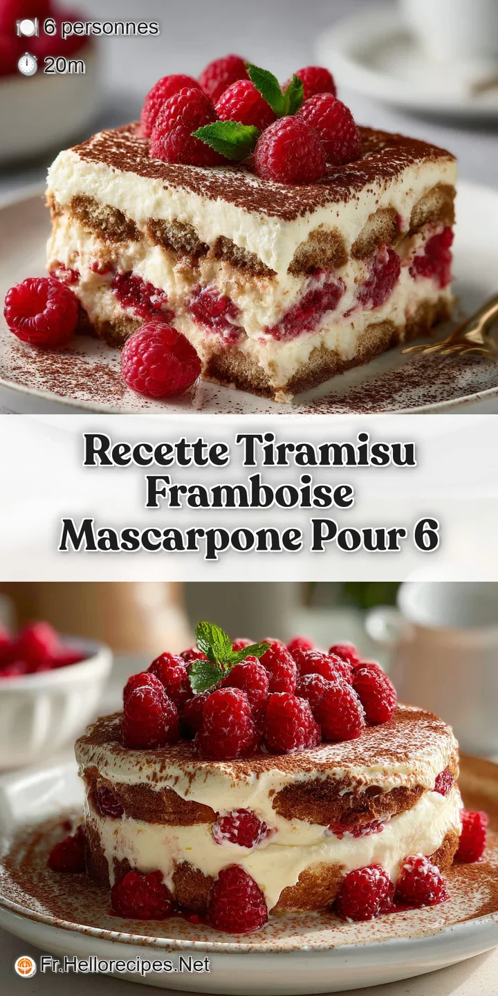 Close-up of raspberry tiramisu reveals creamy texture, juicy raspberries, and a dusting of cocoa. An enticing dessert.