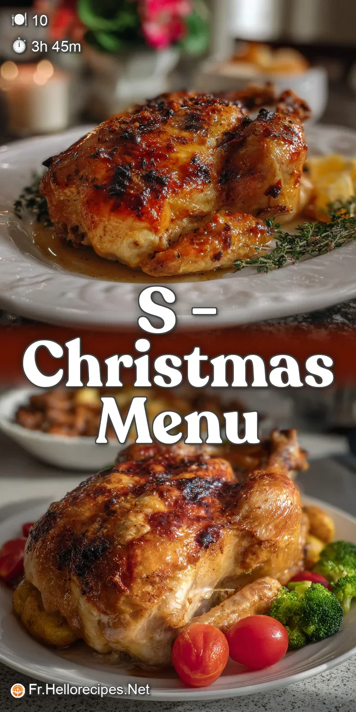 Close-up of succulent capon, the crispy skin glistening with rendered fat. Herb stuffing peeks from the center, a flavorfu...