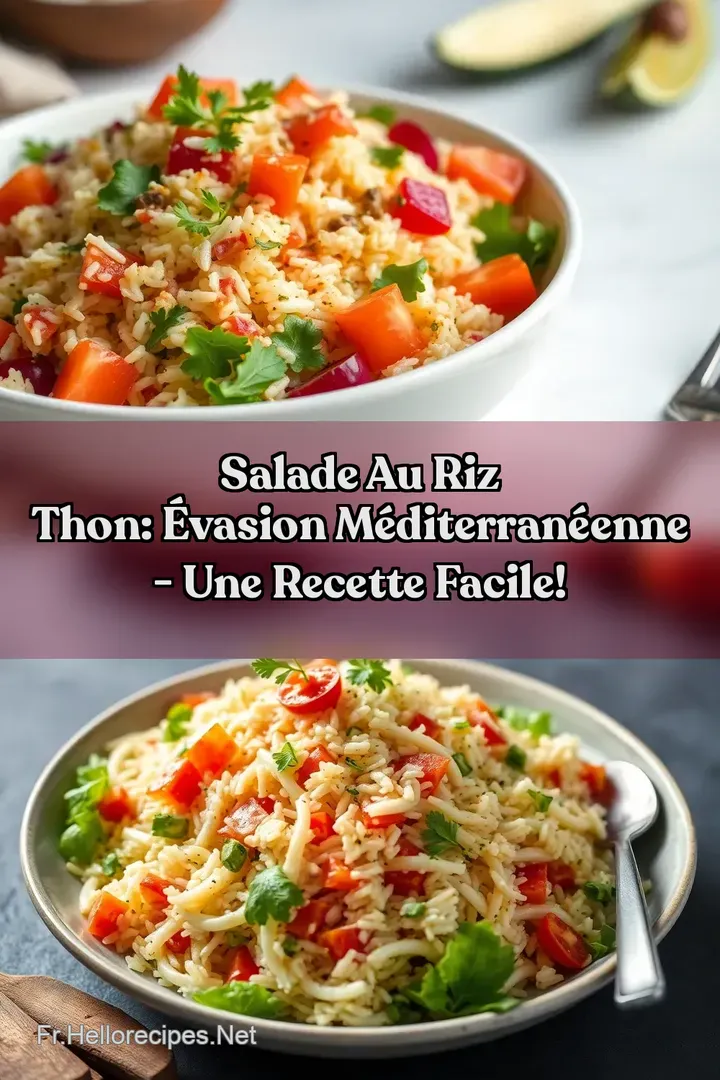 Salade au Riz Thon: Évasion Méditerranéenne - Une Recette Facile! : ÉPINGLER POUR PLUS TARD Salade au Riz Thon: Évasion Méditerranéenne - Une Recette Facile!