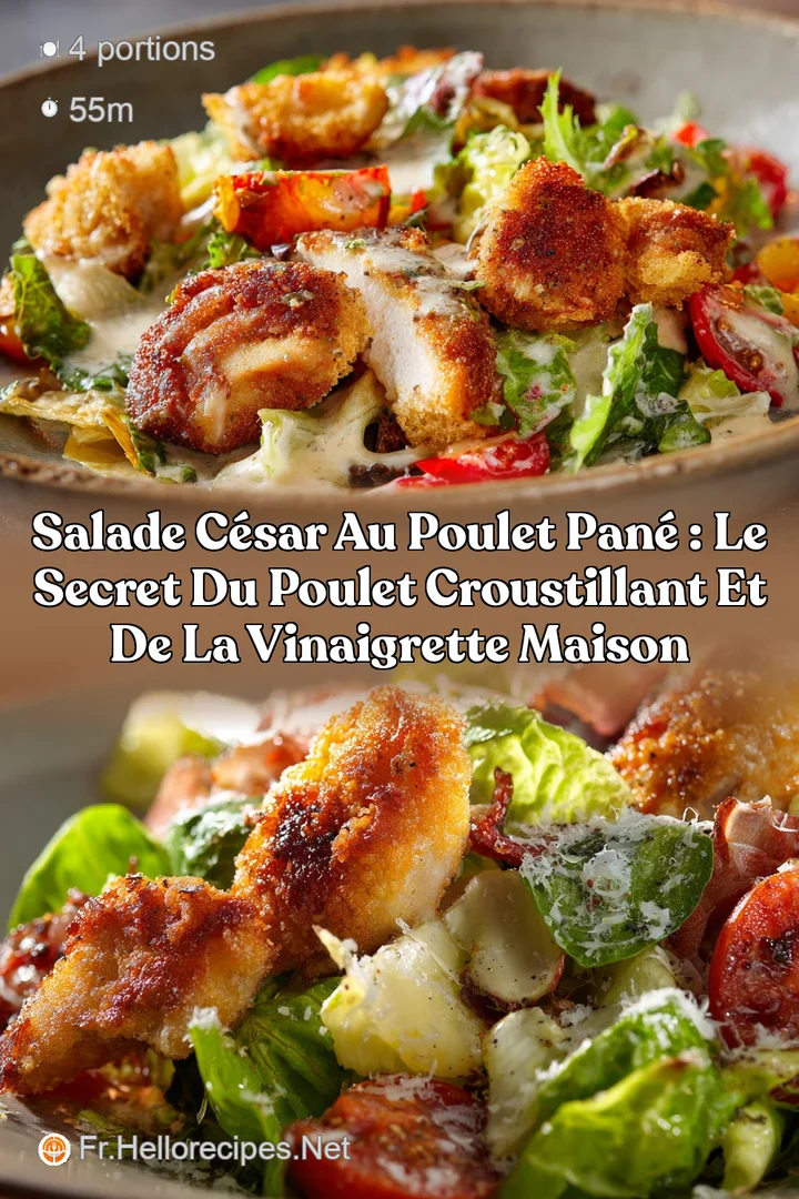 Salade C&eacute;sar au poulet pan&eacute; : le secret du poulet croustillant et de la vinaigrette maison
