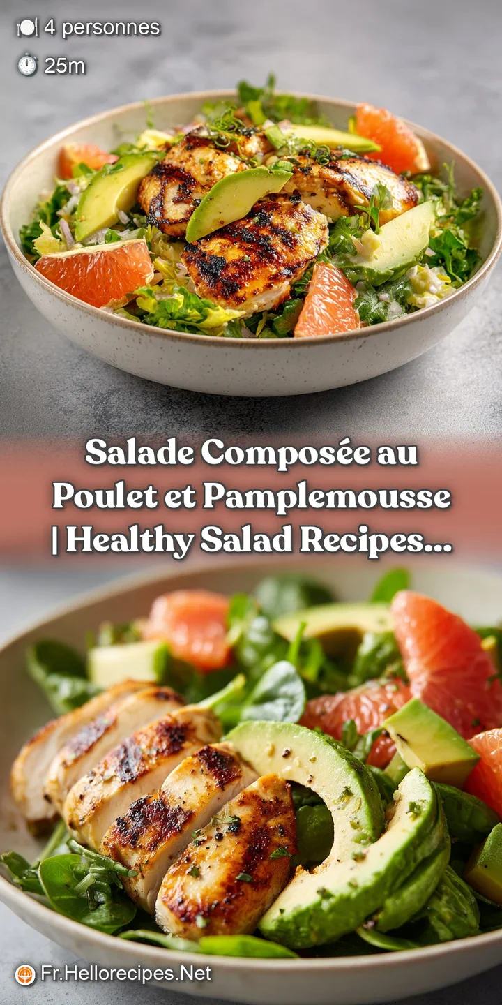 Close-up of tender grilled chicken pieces nestled among glistening grapefruit segments and crisp lettuce.