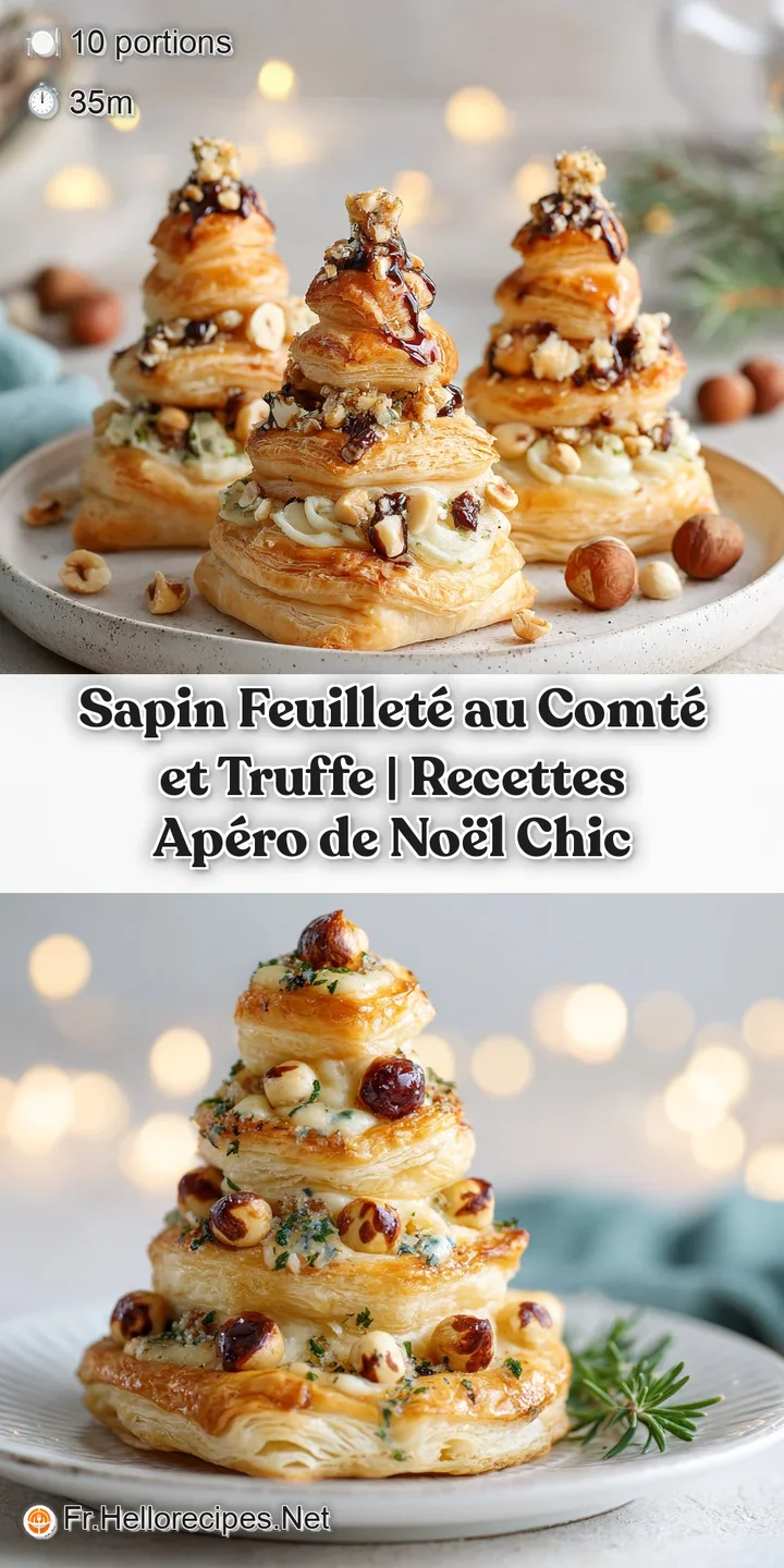 Close-up of a golden, crisp pastry layer revealing melted, creamy Comt&eacute; cheese and dark truffle shavings.