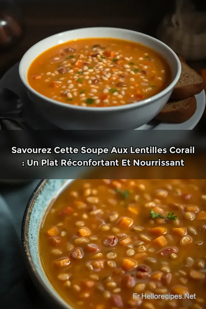 Savourez cette Soupe aux Lentilles Corail : Un Plat Réconfortant et Nourrissant : ÉPINGLER POUR PLUS TARD Savourez cette Soupe aux Lentilles Corail : Un Plat Réconfortant et Nourrissant