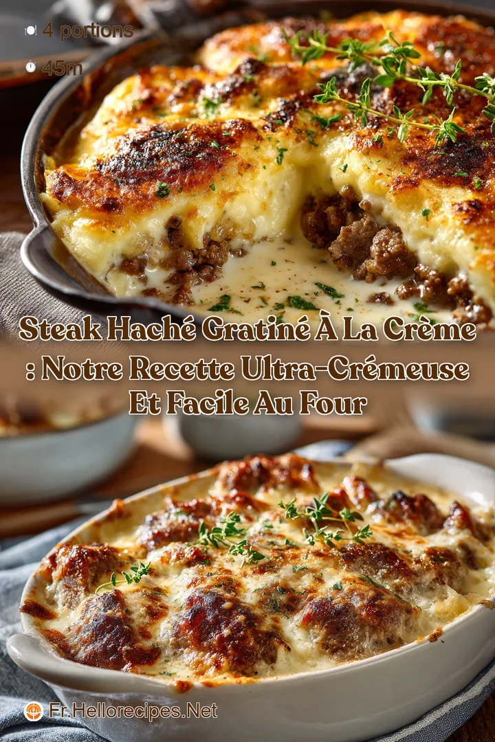 Steak hach&eacute; gratin&eacute; &agrave; la cr&egrave;me : notre recette ultra-cr&eacute;meuse et facile au four