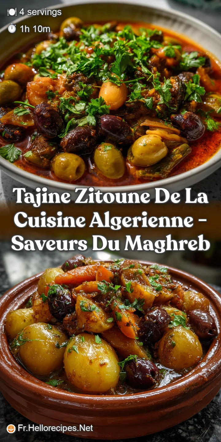 Close-up of the savory tagine, showcasing the glossy sauce clinging to tender meat, plump olives, and a hint of fresh pars...