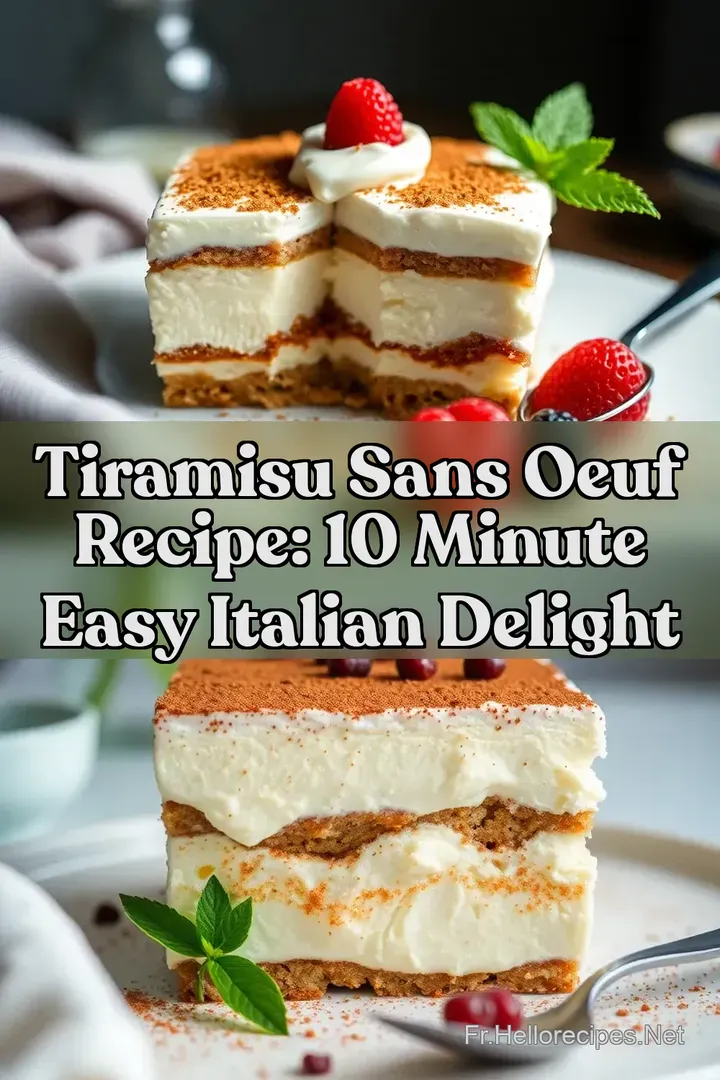 Tiramisu Sans Oeuf Recipe: 10 Minute Easy Italian Delight : ÉPINGLER POUR PLUS TARD Tiramisu Sans Oeuf Recipe: 10 Minute Easy Italian Delight