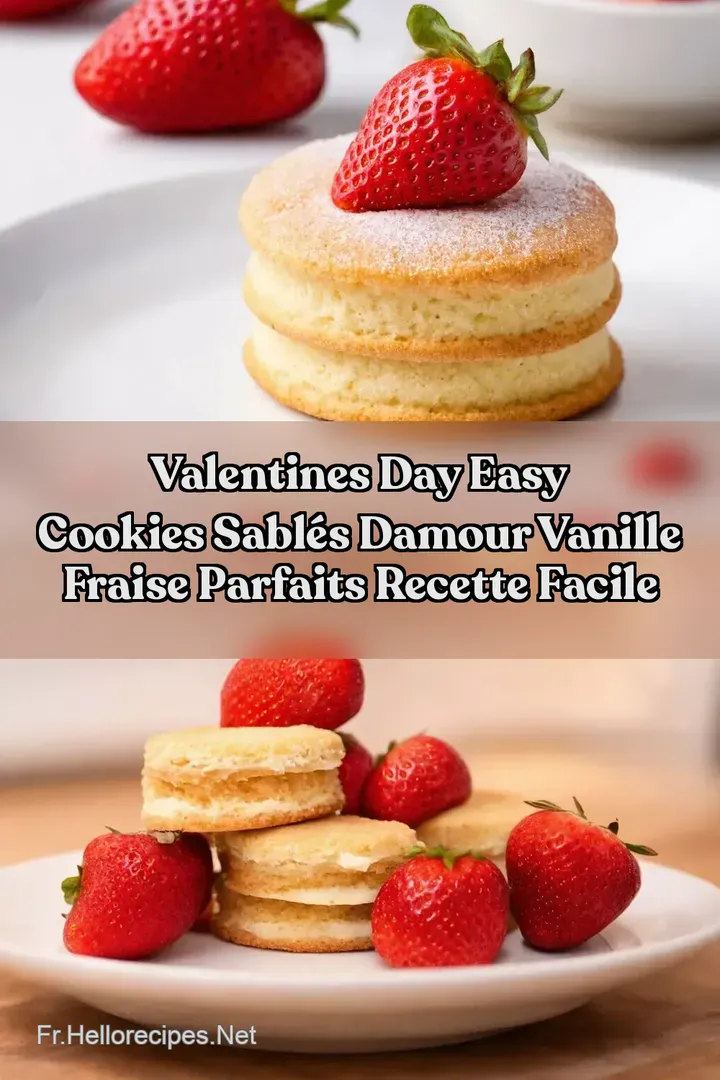 Valentines Day Easy Cookies Sabl&eacute;s damour vanille fraise parfaits Recette Facile