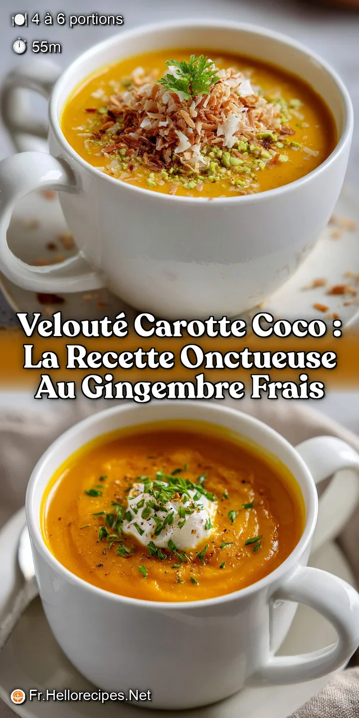 Velout&eacute; Carotte Coco : La Recette Onctueuse au Gingembre Frais