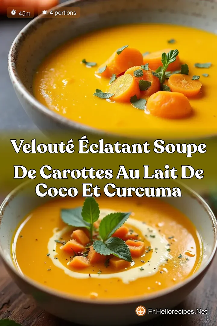 Velouté Éclatant Soupe de Carottes au Lait de Coco et Curcuma
