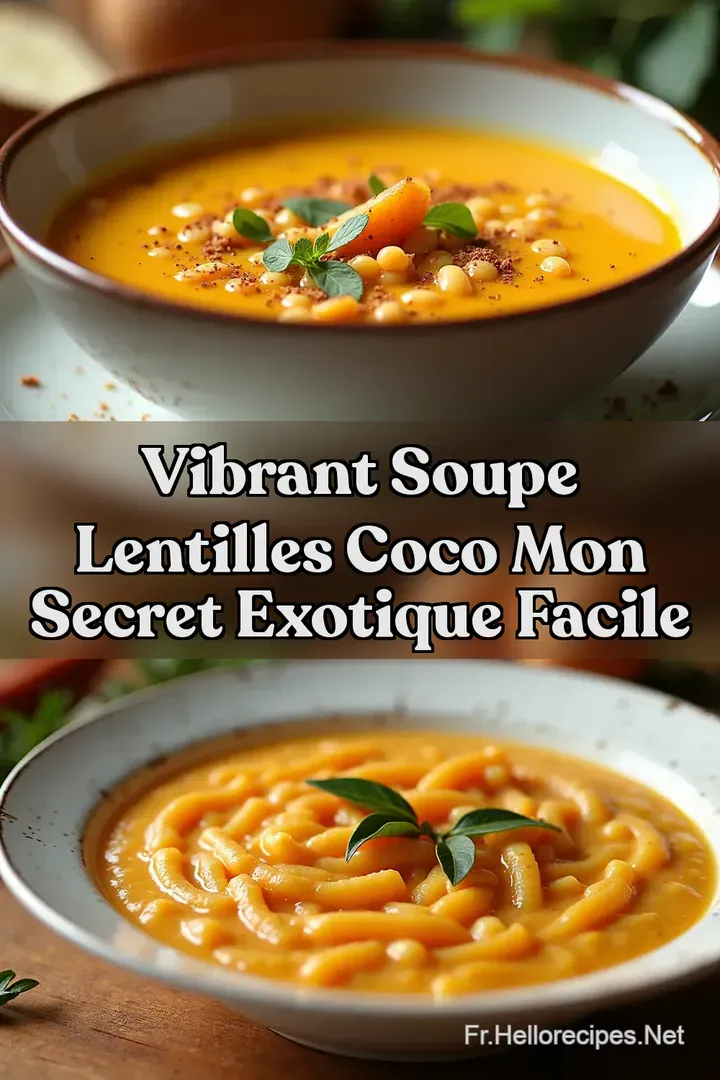 Vibrant Soupe Lentilles Coco Mon Secret Exotique Facile