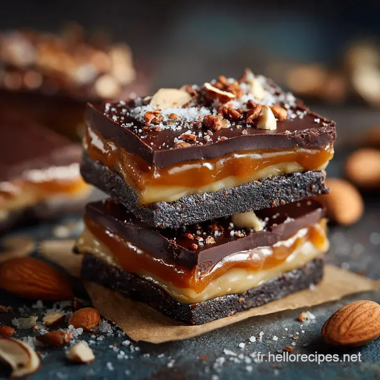 Barres ChocoCaramel Vegan Le Régal Absolu à Trois Étages
