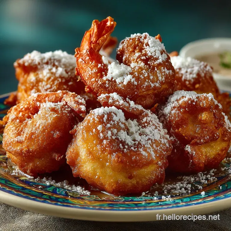 Beignets De Crevettes Croustillants Et A&eacute;r&eacute;s P&acirc;te Magique &Agrave; Leau Gazeuse presentation