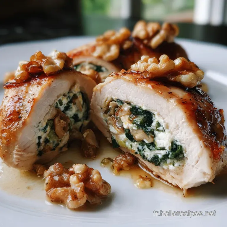 Blanc de poulet farci : notre recette ch&egrave;vre &eacute;pinards et noix