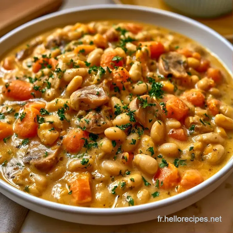 L&eacute;gumes tendres napp&eacute;s d'une sauce blanche onctueuse et brillante dans une assiette, d&eacute;cor&eacute;s de fines herbes fra&icirc;ches.