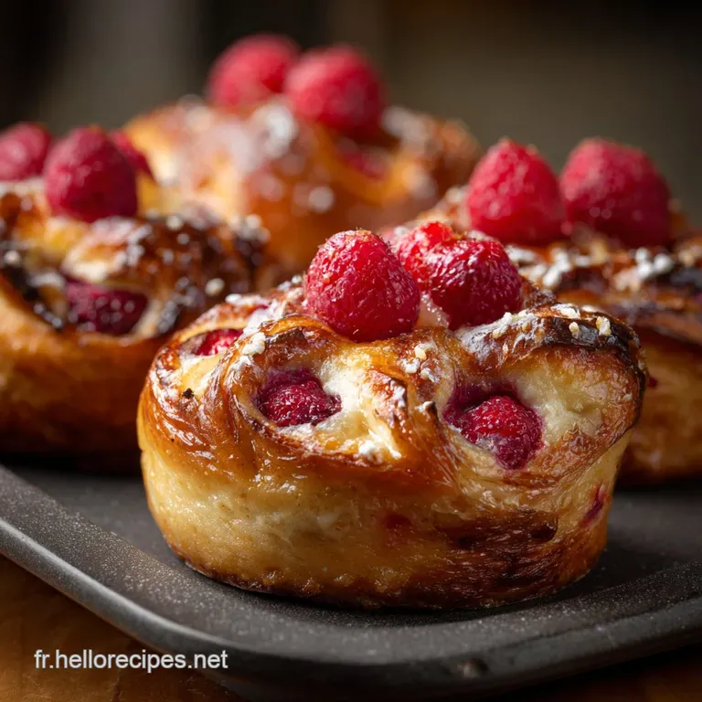 Brioches Moelleuses à la Crème Vanillée et Éclat de Framboises