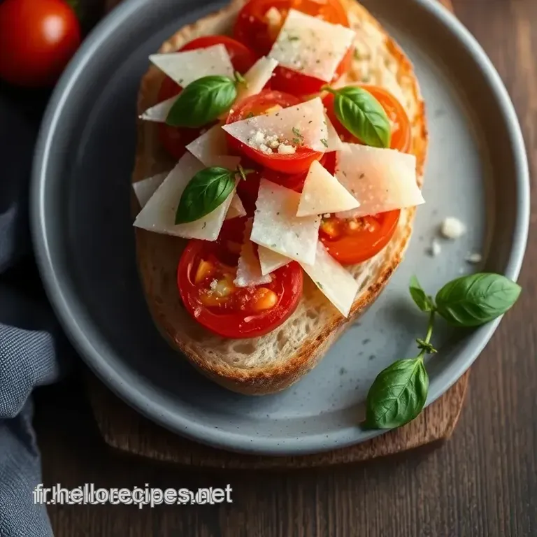 Bruschetta Tomate et Parmesan: Un Air d' Italie en Bouchée presentation