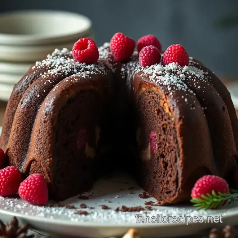 Bûche de Noël Exceptionnelle au Chocolat et Framboises presentation