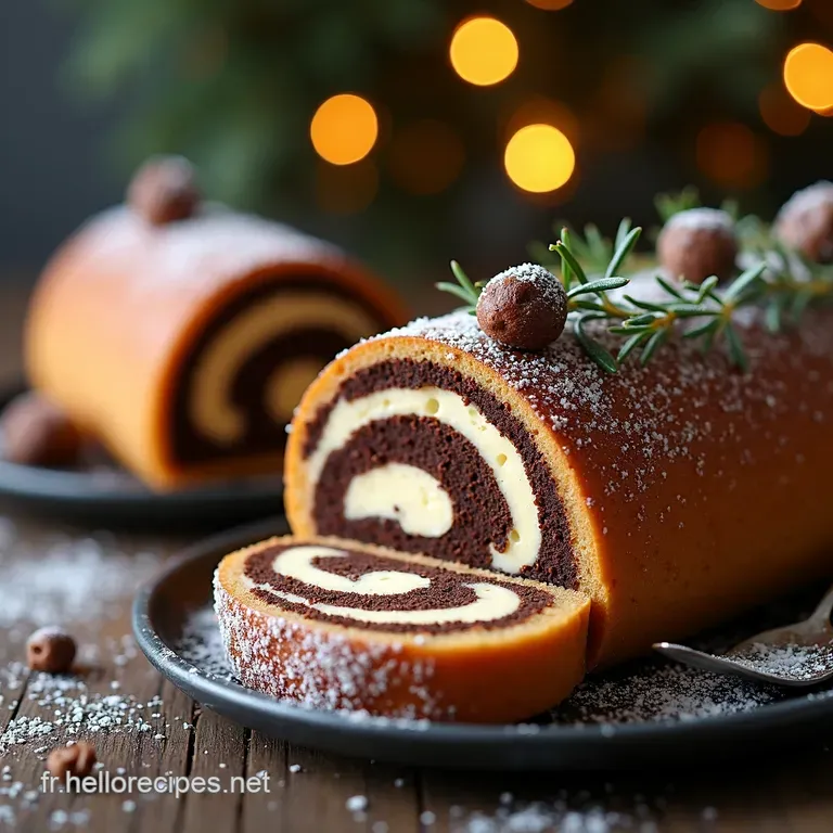 Bûche Forêt Enchantée Roulé Noisette Ganache Noire Intense