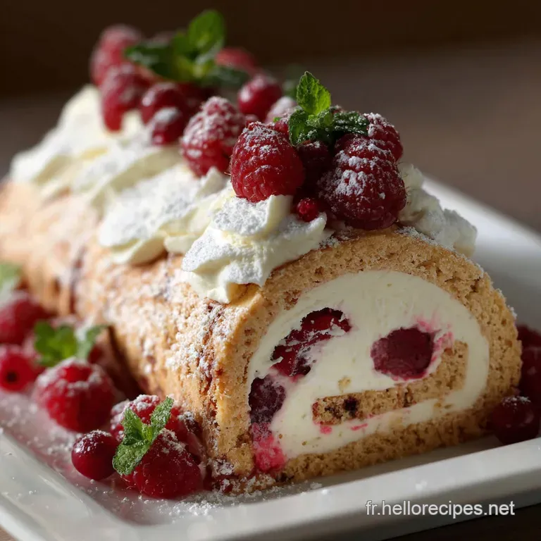 B&ucirc;che Au Mascarpone Et &Agrave; La Framboise : Le R&ecirc;ve Blanc Et Rouge De No&euml;l presentation