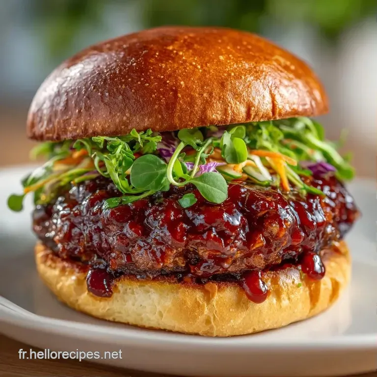 Burger haut dress&eacute; sur une planche en bois avec des frites dor&eacute;es et croustillantes, lumi&egrave;re douce et naturelle.